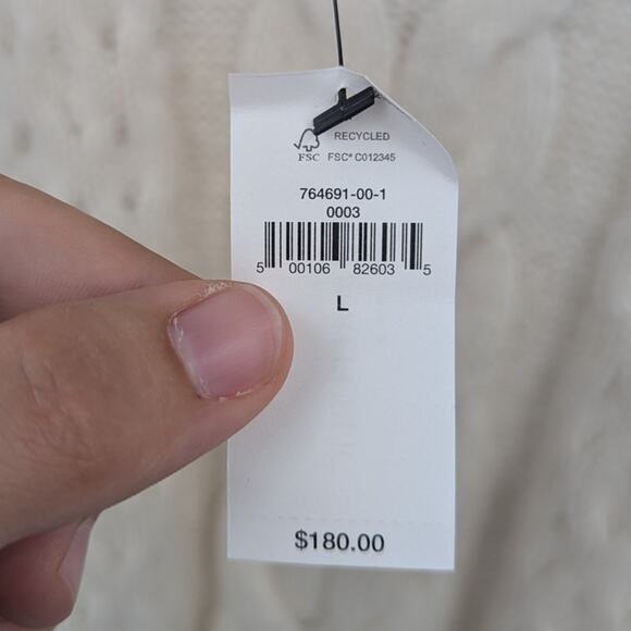 NWT Banana Republic Sweater Dress Sz L Ivory Cable Knit Fisherman Wool Blend - Picture 4 of 4